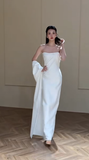 Chic Mermaid Strapless Satin Long Wedding Dresses HZ1024