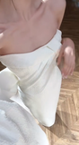 Chic Mermaid Strapless Satin Long Wedding Dresses HZ1024