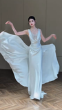 Timeless Mermaid Satin Beaded Long Wedding Dresses HZ1024