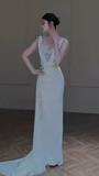 Timeless Mermaid Satin Beaded Long Wedding Dresses HZ1024