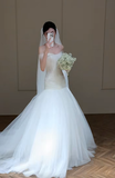 Dreamy Mermaid Off The Shoulder Tulle With Veil Long Wedding Dresses HZ1024
