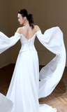 Eelgant A Line Off The Shoulder Chiffon Long Wedding Dresses HZ1024
