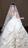 Stunning Ball Gown Sweetheart Chiffon With Veil Long Wedding Dresses HZ1024