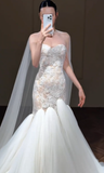 Dreamy Mermaid Sweetheart Tulle Lace Long Wedding Dresses HZ1024