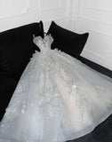 Timeless Ball Gown Spaghetti Straps Tulle Sequin Beads Long Wedding Dresses HZ1024