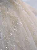 Timeless Ball Gown Off The Shoulder Tulle Sequin Beads Long Wedding Dresses HZ1024