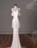 Gorgeous Mermaid Satin Lace Beads Long Wedding Dresses HZ1024