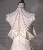 Gorgeous Mermaid Satin Lace Beads Long Wedding Dresses HZ1024