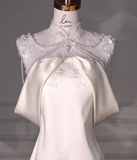 Gorgeous Mermaid Satin Lace Beads Long Wedding Dresses HZ1024