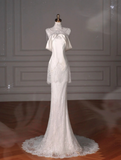 Gorgeous Mermaid Satin Lace Beads Long Wedding Dresses HZ1024