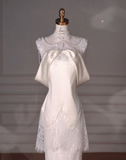 Gorgeous Mermaid Satin Lace Beads Long Wedding Dresses HZ1024