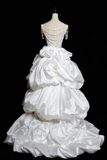 Vintage Ball Gown Spaghetti Straps Satin Beads Long Wedding Dresses HZ1024