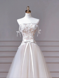 Pretty A Line Spaghetti Straps Tulle Lace Applique Long Wedding Dresses HZ1024
