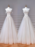 Pretty A Line Spaghetti Straps Tulle Lace Applique Long Wedding Dresses HZ1024
