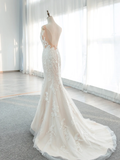 Dreamy Mermaid Tulle Lace Long Wedding Dresses HZ1024