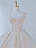 Elegant Ball Gown Satin Sequin Backless Long Wedding Dresses HZ1024