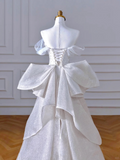 Glitter Mermaid Off The Shoulder Satin Sequin Beads Back With Bow Long Wedding Dresses HZ1024