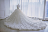 Elegant Ball Gown Strapless Tulle Sequin Long Wedding Dresses HZ1024