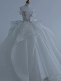 Timeless Ball Gown Strapless Satin Sequin Beads Long Wedding Dresses HZ1024