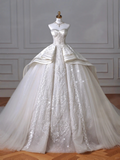 Timeless Ball Gown Strapless Satin Tulle Sequin Lace Long Wedding Dresses HZ1024