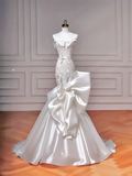 Stunning Mermaid Strapless Satin Lace Long Wedding Dresses HZ1024
