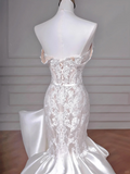 Stunning Mermaid Strapless Satin Lace Long Wedding Dresses HZ1024