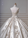 Gorgeous Ball Gown Strapless Satin Sequin Beads Long Wedding Dresses HZ1024