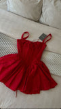 Red A Line Spaghetti Straps Satin Short Homecoming Dress 18th Birthday Outfits HZ1024