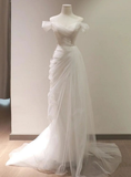 Fairy Mermaid Off The Shoulder Tulle Long Wedding Dresses HZ1024