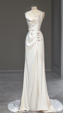 Dreamy Mermaid Spaghetti Straps Satin Long Wedding Dresses HZ1024
