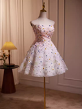 Elegant Ball Gown Strapless Sequin Party Dress Pink Homecoming Dresses HZ1024