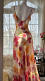 Sexy Mermaid Spaghetti Straps Chiffon Printed Flowers Beads Long Prom Dresses Formal Dress HZ1024