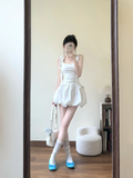 Cute White A Line Square Satin Short Homecoming Dress 18th Birthday Outfits HZ1024