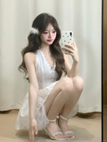 Sweet A Line Halter Satin Lace Short Homecoming Dress 18th Birthday Outfits HZ1024