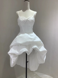 White Chic A Line Spaghetti Straps Satin Short Homecoming Dress 18th Birthday Outfits HZ1024