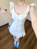 White Pretty A Line U Neck Satin Short Homecoming Dress 16th Birthday Outfits HZ1024