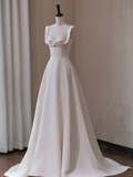 Chic A Line Sweetheart Satin Long Wedding Dresses HZ1024