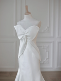 Unique Mermaid One Shoulder Strap Satin Long Wedding Dresses HZ1024