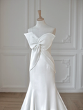 Unique Mermaid One Shoulder Strap Satin Long Wedding Dresses HZ1024