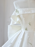 Timeless Ball Gown Off The Shoulder Satin Applique Long Wedding Dresses HZ1024