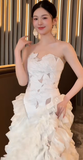 Chic Ball Gown Strapless Satin Long Wedding Dresses HZ1024