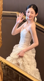 Chic Ball Gown Strapless Satin Long Wedding Dresses HZ1024