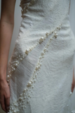 Dreamy Mermaid Strapless Satin Beads Long Wedding Dresses HZ1024