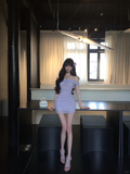 Charming 20th Lilac Mermaid Off The Shoulder Satin Short Homecoming Dress Birthday Outfits HZ1024