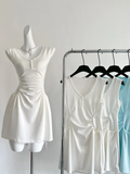Chic 18th A Line U Neck Satin Short Homecoming Dress Birthday Outfits HZ1024