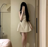 Princess A Line Square Satin Polka Dots Short Homecoming Dress 17th Birthday Outfits HZ1024