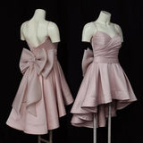 Sweet 17th Pink A Line Spaghetti Straps Satin Back With Bow Short Homecoming Dress Birthday Outfits HZ1024