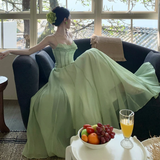 Elegant A Line Spaghetti Straps Chiffon Long Prom Dresses Formal Dress HZ1024
