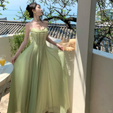 Elegant A Line Spaghetti Straps Chiffon Long Prom Dresses Formal Dress HZ1024