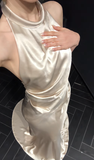 Luxurious Mermaid Halter Satin Long Prom Dresses Formal Dress HZ1024